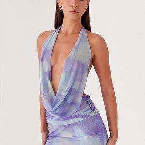 Peppermayo Blue and Green Mesh Dress